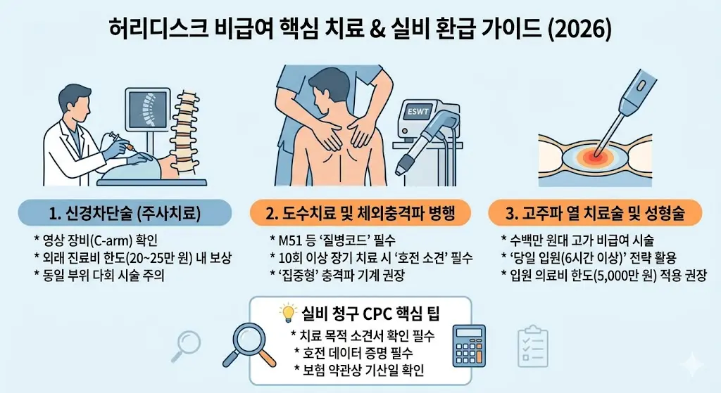 허리디스크 비급여 핵심 치료 & 실비 환급 가이드 (2026)