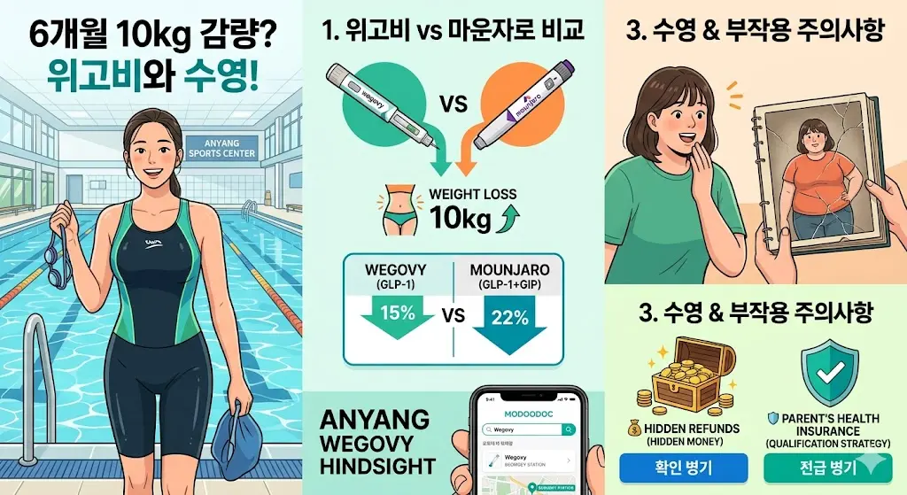 6개월 10kg 감량 친구의 위고비 vs 마운자로 비교 및 안양 수영 후기